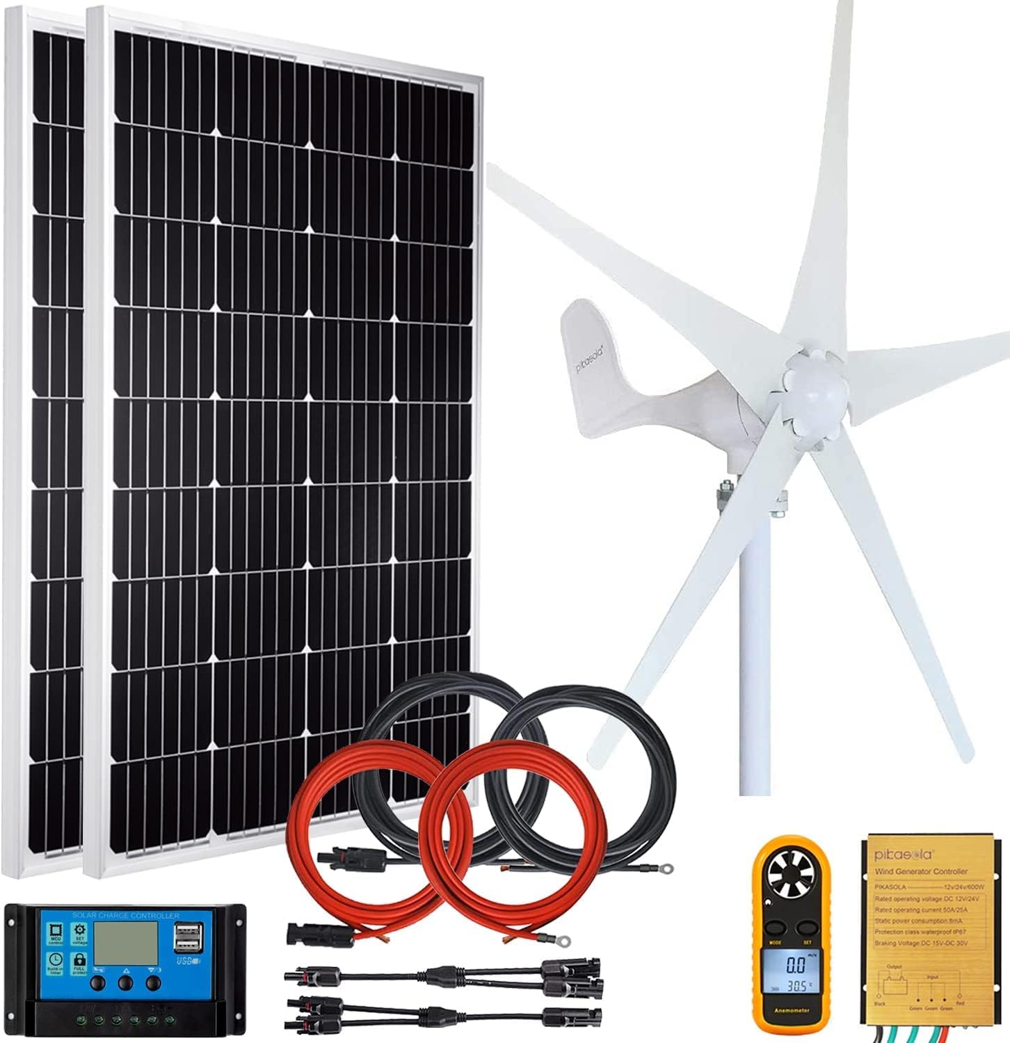 Pikasola Wind + Solar Hybrid Kit — 400W + 200W
